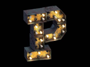 Çok eski ve kırık lamba yazı tipi. 