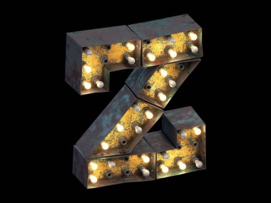 Çok eski ve kırık lamba yazı tipi. 