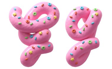 Renkli şekerli pembe krema yazı tipi.