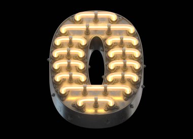 Parlak turuncu neon metal yazı tipi.