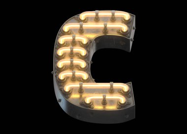 Parlak turuncu neon metal yazı tipi.