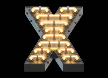 Parlak turuncu neon metal yazı tipi.