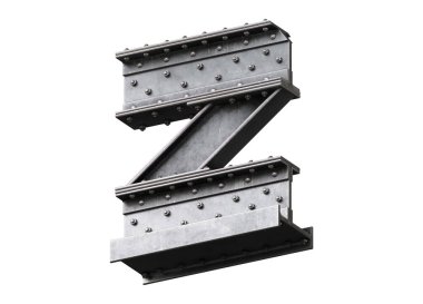 Çelik inşaat yazı tipi. 3d oluşturma