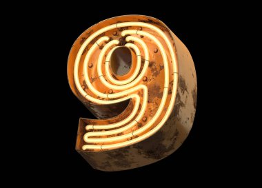 Pasla kaplı metalik turuncu neon yazı tipi.