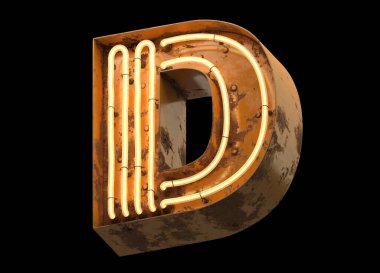 Pasla kaplı metalik turuncu neon yazı tipi.