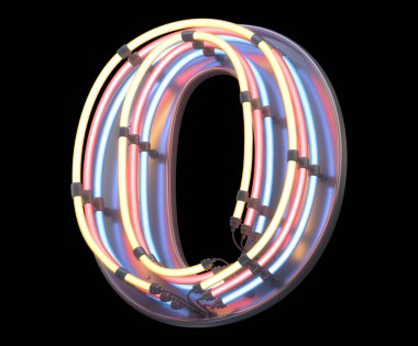 Neon renkli yazı tipi. 3d oluşturma.