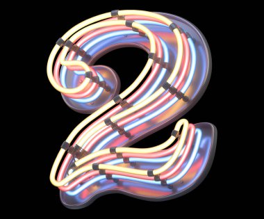 Neon renkli yazı tipi. 3d oluşturma.