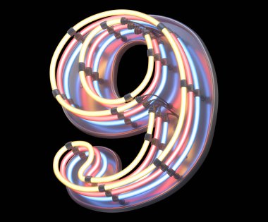 Neon renkli yazı tipi. 3d oluşturma.