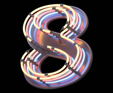 Neon renkli yazı tipi. 3d oluşturma.