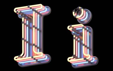 Neon renkli yazı tipi. 3d oluşturma.