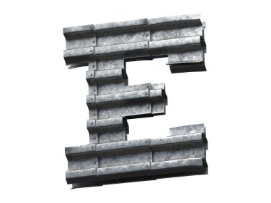 Metal levhalar kıvrımlı yazı tipi.