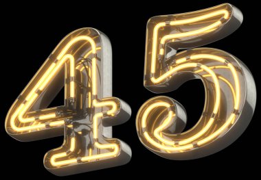 Sarı neon işaret krom yazı tipi.