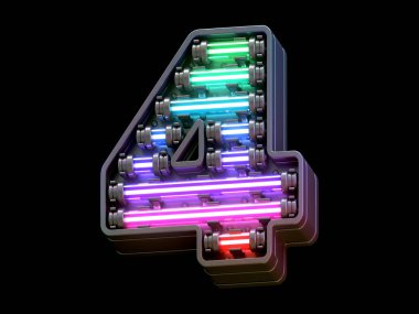 Çoklu renkli hafif neon yazı tipi.