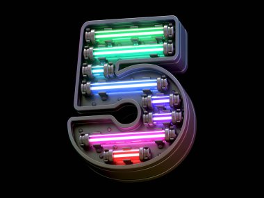 Çoklu renkli hafif neon yazı tipi.