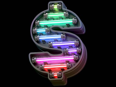 Çoklu renkli hafif neon yazı tipi.