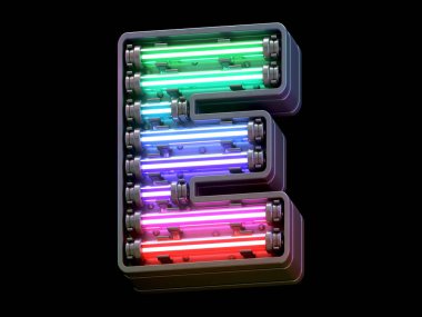 Çoklu renkli hafif neon yazı tipi.