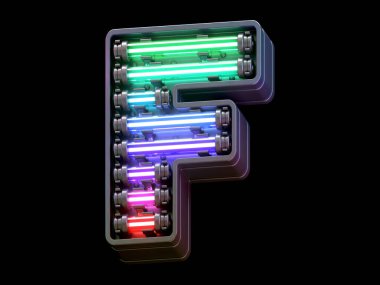 Çoklu renkli hafif neon yazı tipi.