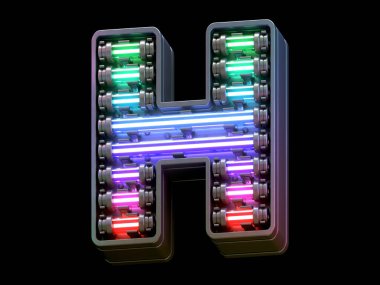 Çoklu renkli hafif neon yazı tipi.