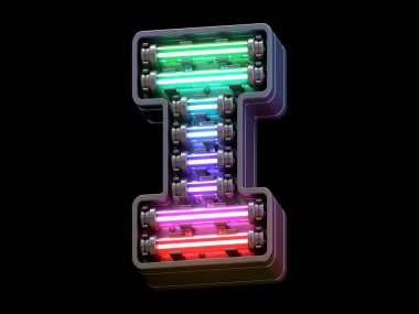 Çoklu renkli hafif neon yazı tipi.