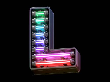 Çoklu renkli hafif neon yazı tipi.