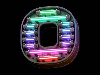 Çoklu renkli hafif neon yazı tipi.