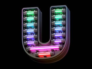 Çoklu renkli hafif neon yazı tipi.