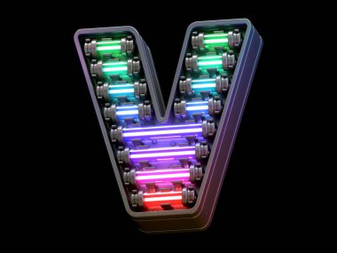 Çoklu renkli hafif neon yazı tipi.