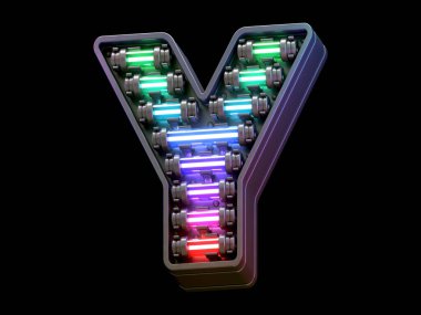 Çoklu renkli hafif neon yazı tipi.