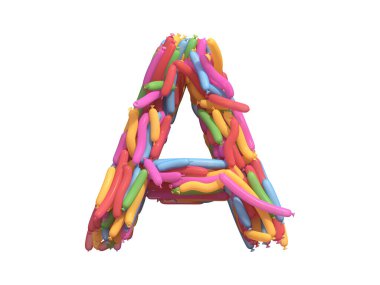 Çok renkli balon yazı tipi. 3d oluşturma