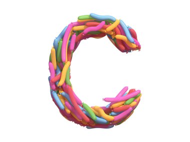 Çok renkli balon yazı tipi. 3d oluşturma