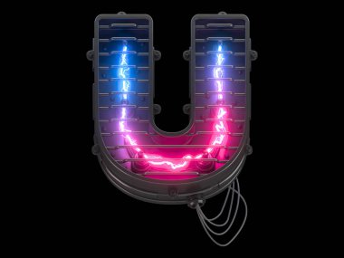 Gelecekçi elektrik ultraviyole ışık yazı tipi. 