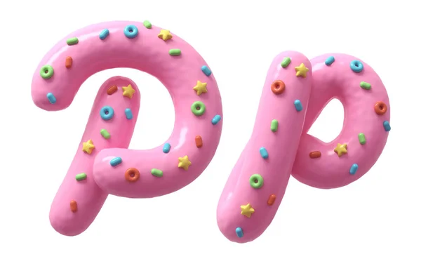 カラフルなお菓子のフォントでピンククリーム — ストック写真