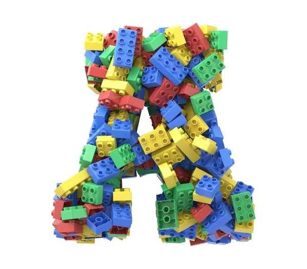 Toy Colorful Plastic Blocks Font White Background — Stock Photo, Image