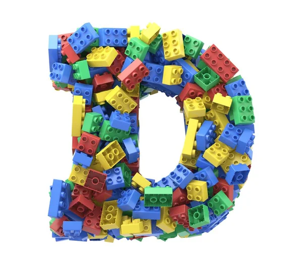 おもちゃカラフルなプラスチックブロックフォント 白の背景 — ストック写真