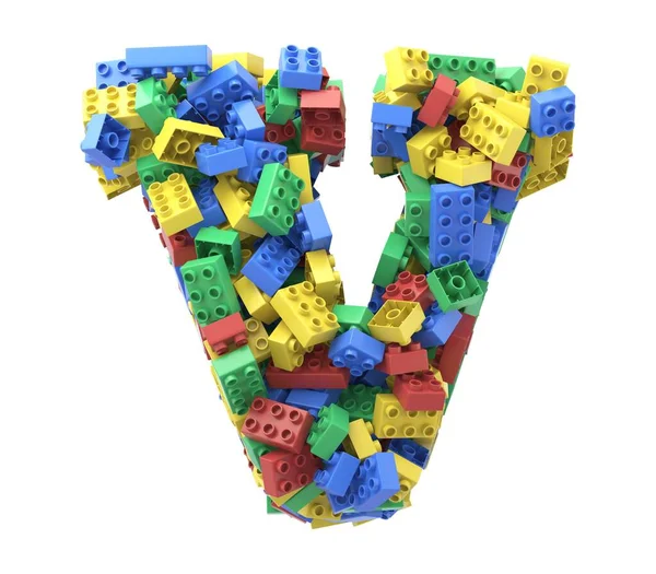 Speelgoed Kleurrijke Plastic Blokken Lettertype Witte Achtergrond — Stockfoto