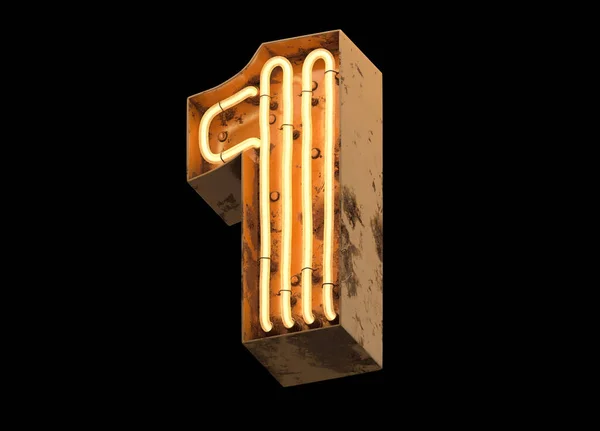 錆で覆われた金属オレンジネオンフォント — ストック写真