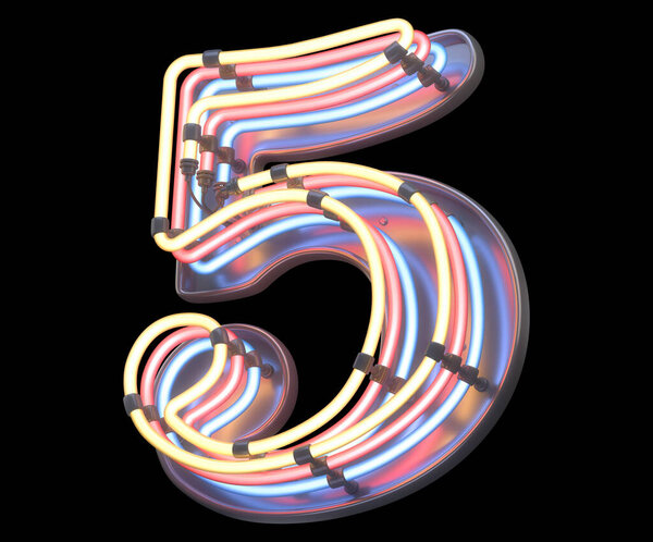 Неоновый красочный шрифт. 3d-рендеринг.