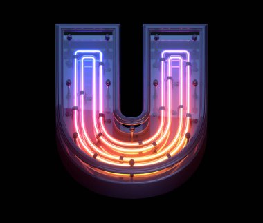 Neon Game yazı tipi. U harfi.
