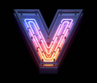 Neon Game yazı tipi. V harfi.