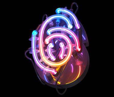 Ultra neon renkli yazı tipi. 6 numara..