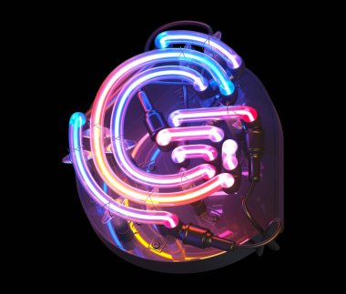 Ultra neon renkli yazı tipi. G harfi.