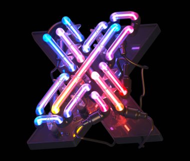 Ultra neon renkli yazı tipi. X harfi.