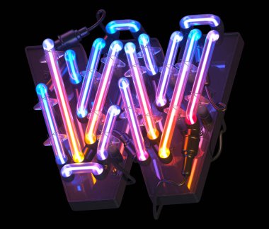 Ultra neon renkli yazı tipi. W harfi..