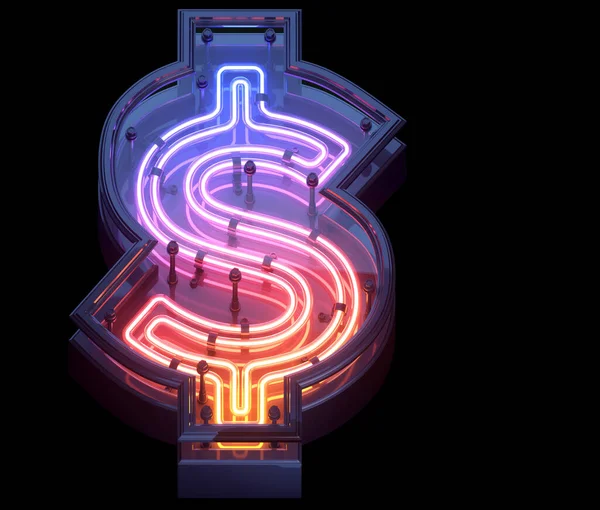 Neon Game Шрифт Символ Долара — стокове фото