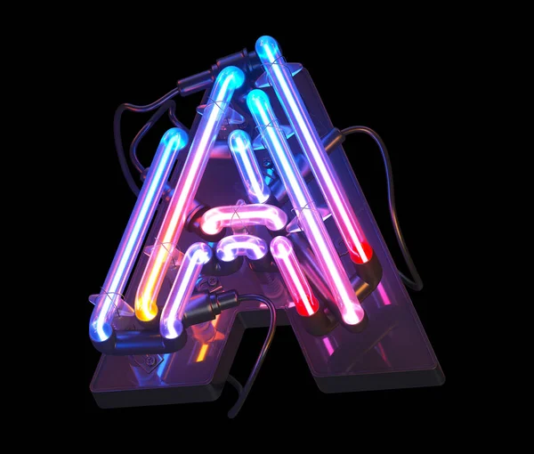 Ultra Neon Kleurrijk Lettertype Brief — Stockfoto