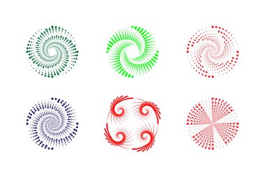 Arkaplan için Spiral Noktalı Geometrik Şekiller. Geometrik yarıçap şekilleri.