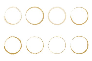 Elle çizilmiş altın çerçeve, elle çizilmiş altın çember. Tasarım için zarif altın ve bej daire çerçeveleri.