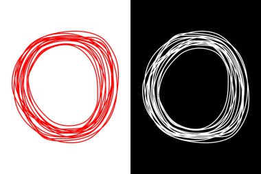 İzole bir arkaplanda el çizimi kırmızı ve beyaz çember.