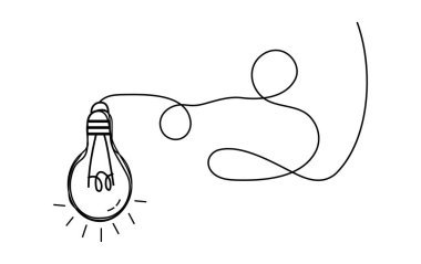 Akan çizgi sanatıyla el çizimi ampul, yaratıcılığı sembolize ediyor.