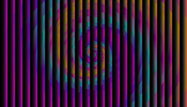 Çift merkezli Çemberli Cam Gradyan Fraktal Neon Arkaplan Tasarımı.